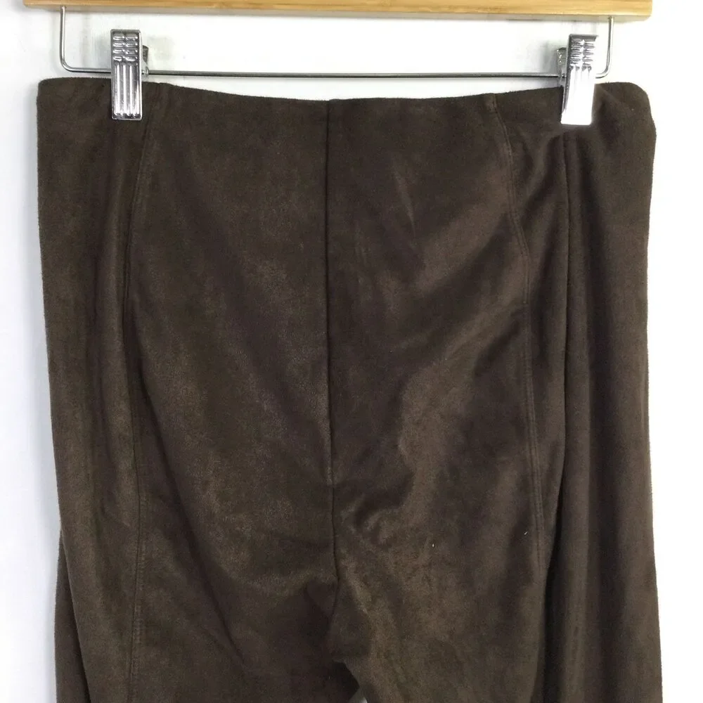 Lysse Womens Faux Suede High Waist Velvet Leggings Pull-On Dark Brown Size M - Picture 13 of 15